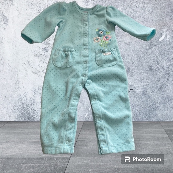 Carters sleeper bodysuit 12 months mint green girls - Picture 1 of 3